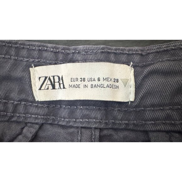 ZARA Womens Size 6 Cargo Pants Dark Gray 100% Cotton - Picture 5 of 16